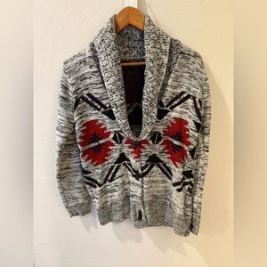 Lucca Couture Aztec Knit Shawl Collar Cardigan Sweater Women’s Small Boho